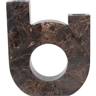 Lysestage i brun marmor med dobbelt holder 12x3,5x14 cm - 4561100