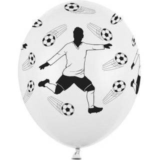 6 stk. Fodbold Balloner Hvide 12" – Perfekt til Fødselsdagsfest & Ballonbuket