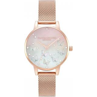 Olivia Burton Rose Gold Mother Of Pearl Butterfly Mesh Watch - Rose Gold