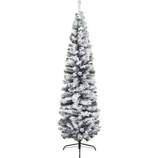Smalt Kunstigt Juletræ Med Juletræsfod Pvc Grøn - with flocked white snow / 240 cm