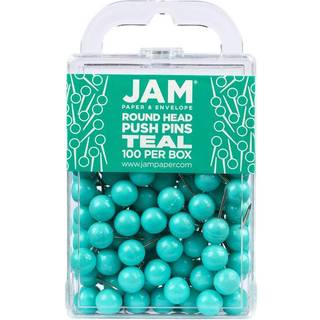 Jampapir Farverige push pins - Round Head Map Thumb Tacks - Teal Pushpins - 100/Pack