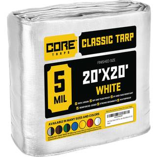Core Tarps Classic 5 Mil Tarp Cover Vandtæt UV -resistent Rip and Tear Proof Poly Tarpaulin med forstærkede kanter til tagcamping Patio Pool Cove