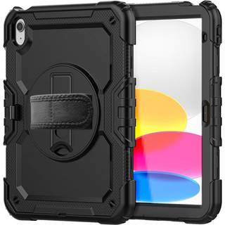 iPad 11" (2025) / iPad 10.9" (2024/2022) Tech-Protect Solid360 Case m. Beskyttelsesfilm, Håndholder & Skulderstrop - Sort