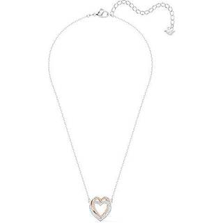 Swarovski Infinity Double Heart Pendant Tri-Color-Gold halsk?de til kvinder med en blandet metalbelagt finish og klar Swarovski Crystal Pava