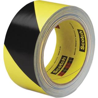 Afstribningstape 50mm x 33m sort/gul vinyl 0,14mm til gulv- og sikkerhedsmarkering 3M - 1 stk