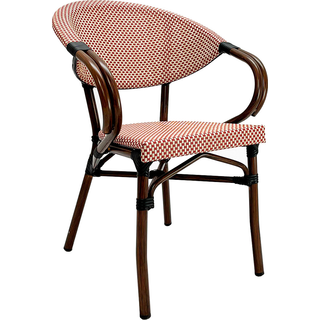 Paris 6 - Caféstol m. armlæn - Textylene - Rød-beige