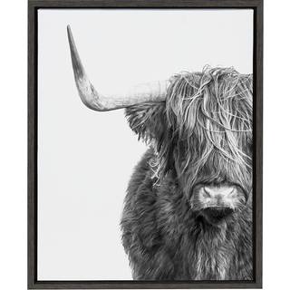 Kate og Laurel Sylvie Highland ko sort og hvidt portr?t indrammet l?rred af Amy Peterson 18x24 gr? yndig v?gindretning til stue b?rnehave