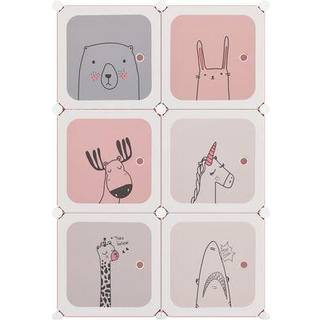 opbevaringsreol til børn 6 kubeformede kasser PP lyserød