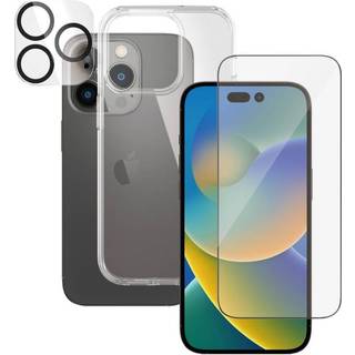 iPhone 14 Pro PanzerGlass 3-i-1 Bundle m. EasyAligner - Skærmbeskyttelse (UWF) / Bagsidecover / Kamerabeskyttelse - Gennemsigtig