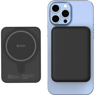 Tech-Protect Trådløs & Magnetisk Powerbank 10000 mAh - MagSafe Kompatibel - Sort