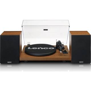 Lenco LS-480WD - Record player with built-in amplifier and Bluetooth® plus 2 external speakers - Wood - Pladespiller