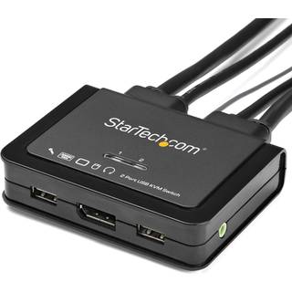 StarTech.com 2 Port USB 4K60Hz DisplayPort KVM Switch with Built-In Cables - KVM / audio switch - 2 ports