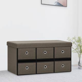foldbar opbevaringsbænk 76x38x38 cm kunstlærred brun