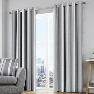 Fusion Fusion Grey/White Whitworth Eyelet Curtains