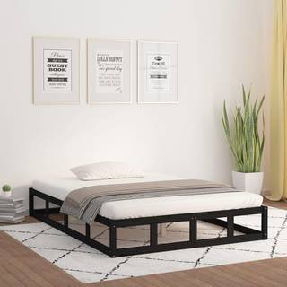 sengeramme 200x200 cm massivt træ sort