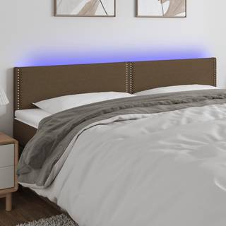 sengegavl med LED-lys 200x5x78/88 cm stof mørkebrun