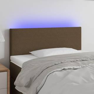 sengegavl med LED-lys 100x5x78/88 cm stof mørkebrun
