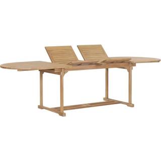 forlængeligt havebord 180-280x100x75 cm massivt teaktræ oval