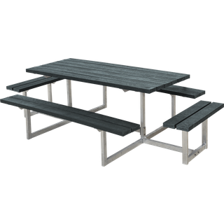PLUS Basic bord/bænkesæt med 2 påbygninger, ReTex, grå, 260 cm