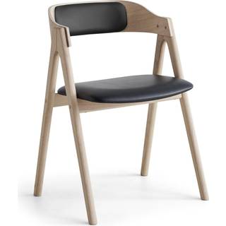 Hammel Furniture Mette Spisebordsstol Eg/ubehandlet Sydney sort læder m/p.ryg