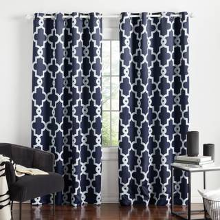 Town & Country Everyday Ironwork Geo Trellis Sateen Indoor Curtains Room Darkering Blackout Grommet Top Energy Effektiv 2-Pack Set 52 """" X96 """" P