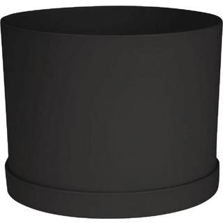 Bloem Mathers Round Planter med tallerkenbakke: 6 """" - Sort - Moderne design Holdbar plastikpot Fjernelig tallerken til indendørs og udendørs bru