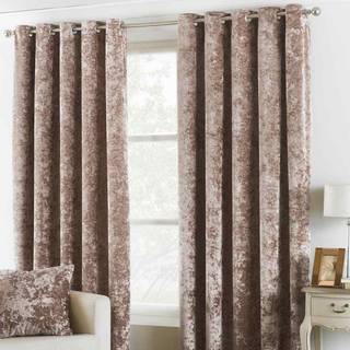 Paoletti Riva Paoletti Oyster Beige Verona Crushed Velvet Eyelet Curtains