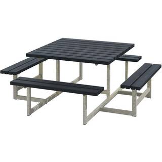 PLUS Picnic bord/bænkesæt, sort/nåletræ, 200 cm