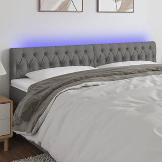 sengegavl med LED-lys 180x7x78/88 cm stof mørkegrå