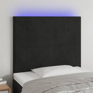 sengegavl med LED-lys 80x5x118/128 cm fløjl sort