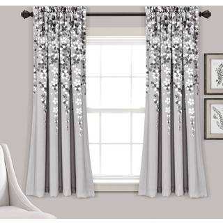 Frodig indretning gr?dende blomsterrum m?rkere vinduesgardin panel par gr? 63 """" l x 52 """" w+ 2 """" header