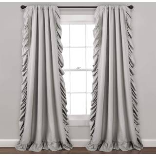 Frodig indretning Reyna Ruffle Window Gardin Panel Set par 54 """" W X 95 """" L Light Gray - Flowy Curtain - Romantic Ruffle Curtains til soveværels
