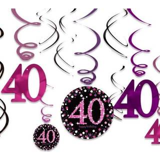 40 års fødselsdag hænge dekorationer 12 stk. - Pink