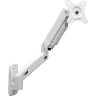 VIVO hvid pneumatisk højdejusterbar enkeltmonitor vægmontering, 17–27 tommer, fuld bevægelse og artikulerbar, Mount-V001GW