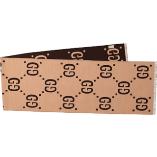 Gucci - Logo-Jacquard Wool and Silk-Blend Scarf - Men - Brown