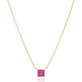 Sif Jakobs Ellera Quadrato forgyldt halskæde med pink cubic zirkonia