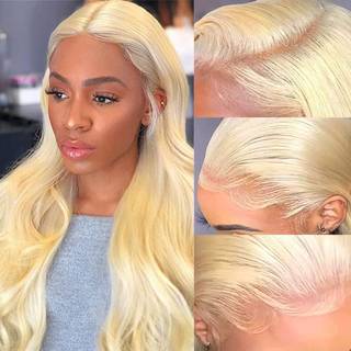 AlimoonBeam 613 Blonder Front Wig Human Hair 13x4 Body Wave Blonde blonder Front Parykker Human Hair 180% Density 613 HD Lace Frontal Wig Pre plu