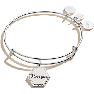 Alex og Ani fordi jeg elsker dig udvidelig trådbangle armbånd til kvinder jeg elsker dig charme skinnende antik sølv finish 2 til 35 in
