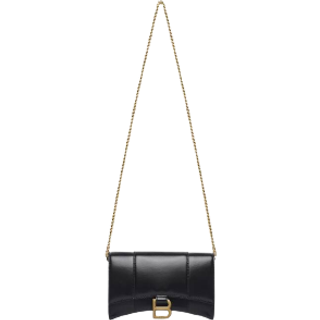 Balenciaga Hourglass leather wallet on chain - black - One Size