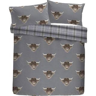 Fusion Fusion Grey Highland Cow Easy Care Duvet Cover And Pillowcase Set