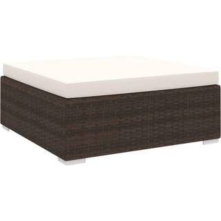 fodskammel til sofa 1 stk. med hynde polyrattan brun