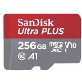 SanDisk MicroSDXC Ultra+ Hukommelseskort 256 GB A1 C10 v10 ➞ På lager - klar til levering