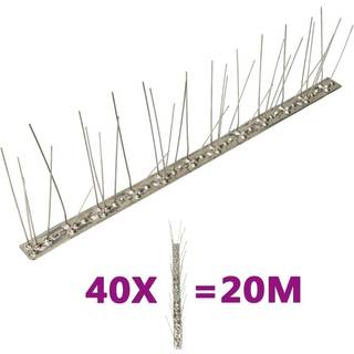 Fuglepigge I Sæt Med Rustfrit Stål - 5 rækker / 20 m