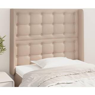 Sengegavl Med Kanter Kunstlæder - Cappuccino / 103 x 16 x 118/128 cm