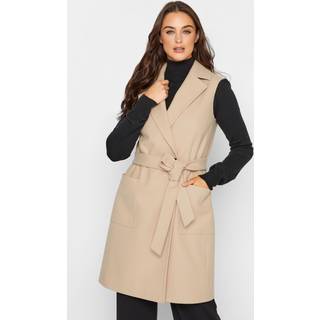 Lts Tall Natural Brown Sleeveless Double Breasted Jacket 16 Lts | Tall Women's Jackets