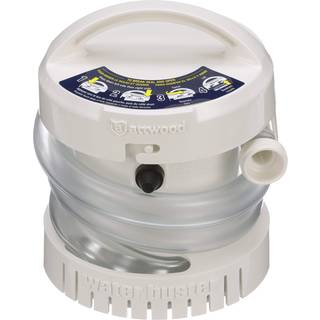 Dykpumpe elektrisk lænsepumpe Attwood, 200 GPH (12.5 liter / minut), batteridrevet 4.5 V, manuel driftstart, uden niveauføler + slange (1.05 meter)