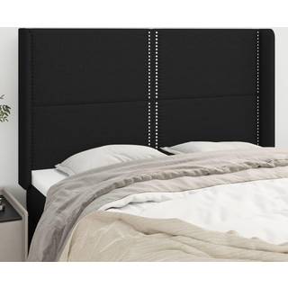 sengegavl med kanter 147x16x118/128 cm stof sort