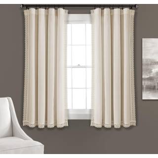 Lush Decor Rosalie Farmhouse Window Curtains Rustic Style Panel Set til stue spisestue sovev?relse (par) 54 """" W x 45 """" L Ivory