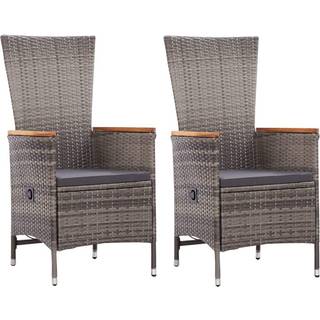 havestole 2 stk. med hynder polyrattan grå
