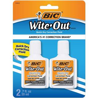 Bic Wite -Out Quick Dry Correction Fluid - 2 Pack - White Color -opskrivning - White -Out